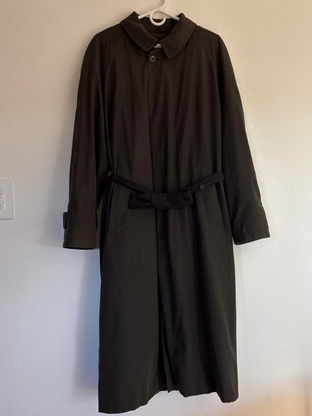 Vintage Newport Harbor Belted Trench Coat Gray Mens L